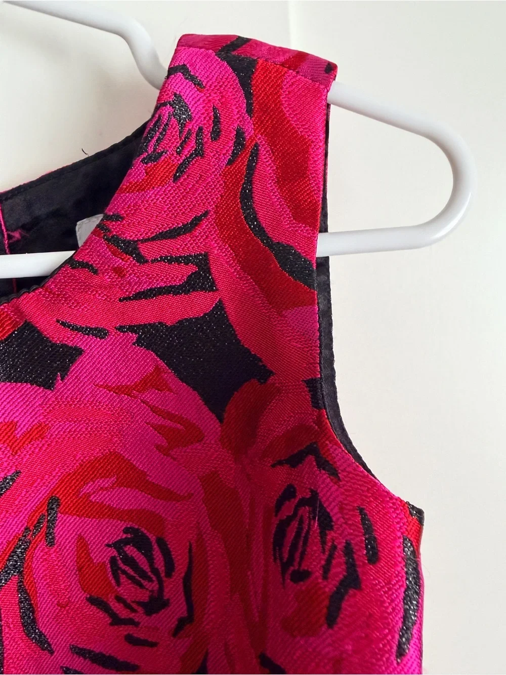 The Children's Place Hot Pink and Black Rose Jacquard Party Dress
